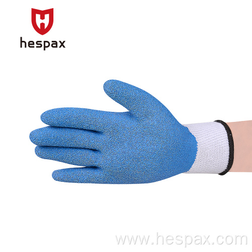 Hespax Latex Crinkle Safety Gloves Rubber Water Oilproof